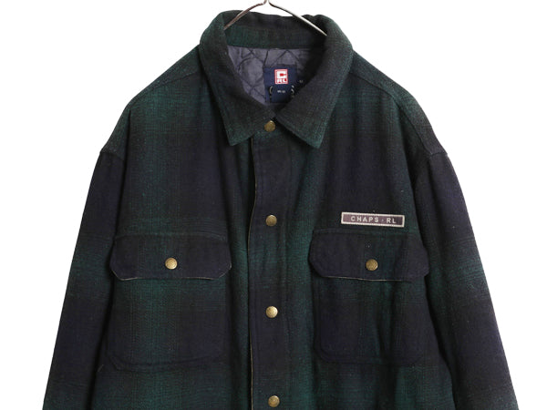 90s チャップス ラルフローレン チェック シャツ ジャケット メンズ M / オールド ブラックウォッチ アクリル ウール 混 中綿 キルティング