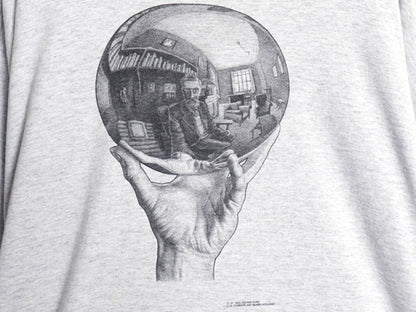 90s USA製 ★ エッシャー アート イラスト プリント Tシャツ メンズ XL ヴィンテージ 当時物 オフィシャル 芸術 だまし絵 グラフィック 灰