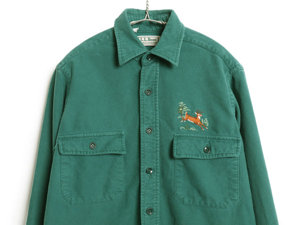 90s USA製 エルエルビーン シャモア クロス 長袖 シャツ メンズ S オールド ネルシャツ ヘビーウェイト コットン フランネル ハンティング