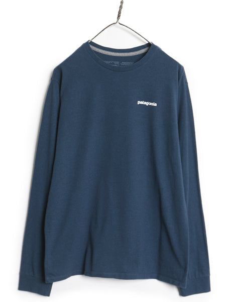 パタゴニア 両面 プリント 長袖 Tシャツ メンズ S / アウトドア ロンT ロングスリーブ P6 バックプリント ボックスロゴ カットソー ブルー