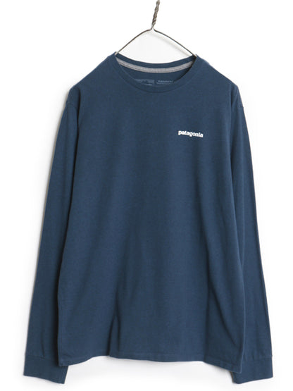 パタゴニア 両面 プリント 長袖 Tシャツ メンズ S / アウトドア ロンT ロングスリーブ P6 バックプリント ボックスロゴ カットソー ブルー