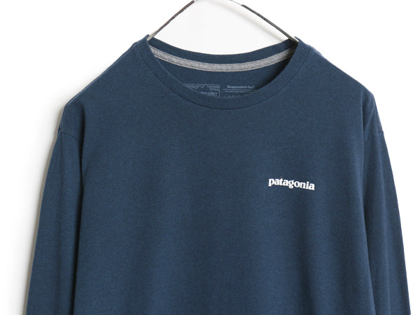 パタゴニア 両面 プリント 長袖 Tシャツ メンズ S / アウトドア ロンT ロングスリーブ P6 バックプリント ボックスロゴ カットソー ブルー