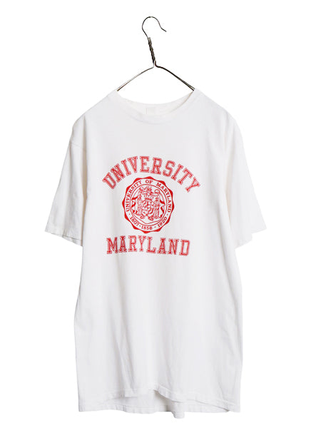 80s カレッジ 3段 フロッキー プリント 半袖 Tシャツ メンズ XL 程 ヴィンテージ シングルステッチ ヘビーウェイト ツートン 大きいサイズ