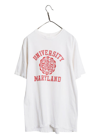 80s カレッジ 3段 フロッキー プリント 半袖 Tシャツ メンズ XL 程 ヴィンテージ シングルステッチ ヘビーウェイト ツートン 大きいサイズ