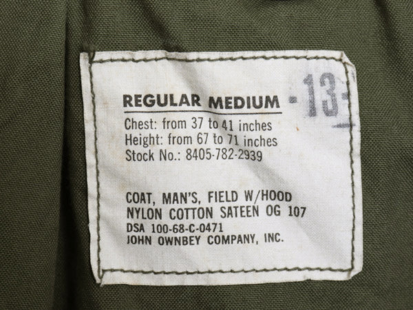 60s 米軍実物 US ARMY M-65 フィールド ジャケット REGULAR MEDIUM 68年製 ヴィンテージ ミリタリー ジャンパー 軍物 2nd アルミ オリーブ