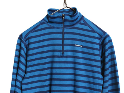 パタゴニア キャプリーン 3 長袖 Tシャツ キッズ XL レディース M 程 12年製 ストレッチ カットソー ロンT インナー ハーフジップ ボーダー