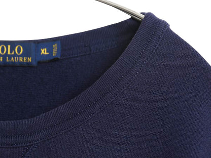 ポロ ラルフローレン 前V スウェット メンズ XL 薄手 トレーナー ストレッチ ワンポイント 長袖 Tシャツ ロンT 裏起毛なし 大きいサイズ 紺