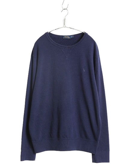 ポロ ラルフローレン 前V スウェット メンズ XL 薄手 トレーナー ストレッチ ワンポイント 長袖 Tシャツ ロンT 裏起毛なし 大きいサイズ 紺