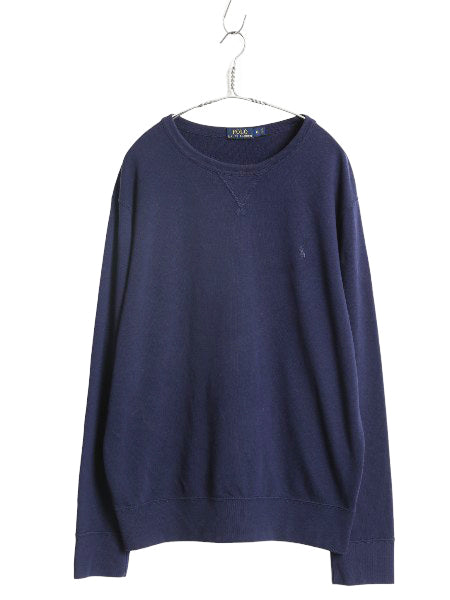 ポロ ラルフローレン 前V スウェット メンズ XL 薄手 トレーナー ストレッチ ワンポイント 長袖 Tシャツ ロンT 裏起毛なし 大きいサイズ 紺