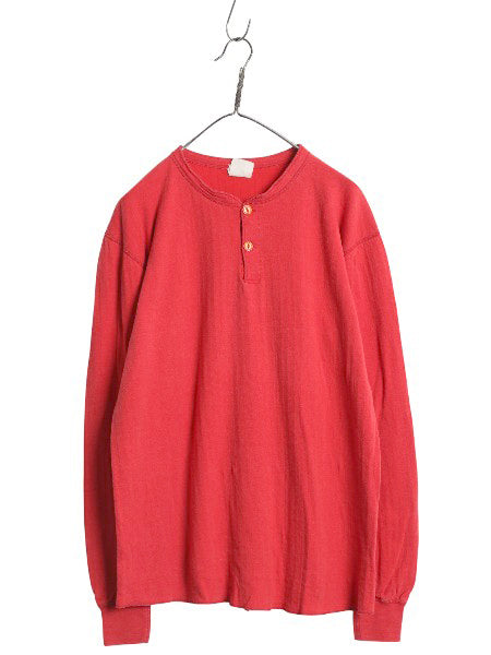 80s USA製 エルエルビーン ヘンリーネック 長袖 Tシャツ メンズ L 古着 ヴィンテージ ロンT ロングスリーブ アンダーシャツ 2レイヤー 無地