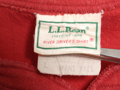 80s USA製 エルエルビーン ヘンリーネック 長袖 Tシャツ メンズ L 古着 ヴィンテージ ロンT ロングスリーブ アンダーシャツ 2レイヤー 無地