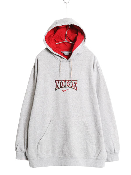 00s ナイキ スウェット フード パーカー メンズ XL オールド トレーナー スウッシュ 裏起毛 プルオーバー ヘビーウェイト 大きいサイズ 灰