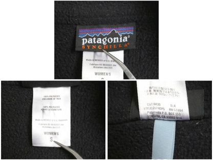 00s パタゴニア マースピアル シンチラ フリース ジャケット レディース S 古着 05年製 オールド プルオーバー ハーフジップ ハイネック 黒