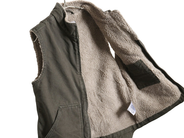 US企画 カーハート モックネック ダック ベスト レディース S ワーク 裏 ボア パイル フリース 重ね着 前開き フルジップ 廃盤 ハイネック