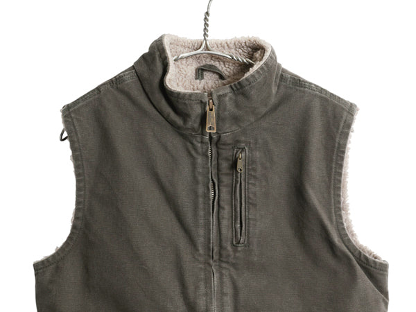 US企画 カーハート モックネック ダック ベスト レディース S ワーク 裏 ボア パイル フリース 重ね着 前開き フルジップ 廃盤 ハイネック