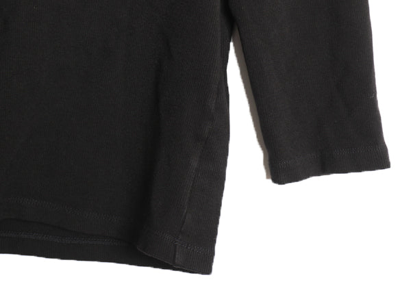 90's ローレン ラルフローレン Vネック 7分袖 カットソー レディース M オールド ポロ ストレッチ レーヨン 長袖Tシャツ トップス 無地 黒