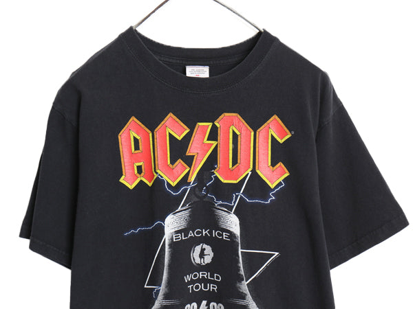 AC/DC 両面 ツアー プリント 半袖 Tシャツ メンズ M 当時物 オフィシャル アート イラスト グラフィック バンド ロック ヘビーウェイト 黒