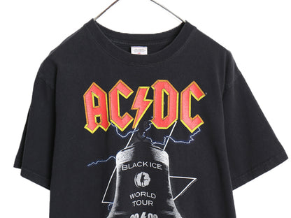 AC/DC 両面 ツアー プリント 半袖 Tシャツ メンズ M 当時物 オフィシャル アート イラスト グラフィック バンド ロック ヘビーウェイト 黒