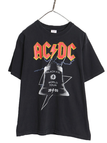 AC/DC 両面 ツアー プリント 半袖 Tシャツ メンズ M 当時物 オフィシャル アート イラスト グラフィック バンド ロック ヘビーウェイト 黒
