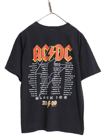 AC/DC 両面 ツアー プリント 半袖 Tシャツ メンズ M 当時物 オフィシャル アート イラスト グラフィック バンド ロック ヘビーウェイト 黒