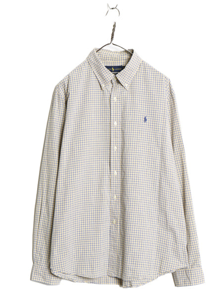 ラルフローレン チェック 長袖 ボタンダウン シャツ メンズ XL / ポロ コットン 長袖シャツ ワンポイント 薄手 大きいサイズ マルチカラー