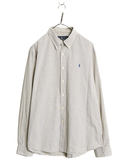 ラルフローレン チェック 長袖 ボタンダウン シャツ メンズ XL / ポロ コットン 長袖シャツ ワンポイント 薄手 大きいサイズ マルチカラー