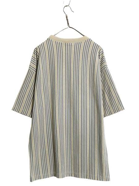 90s USA製 ストライプ 半袖 Tシャツ メンズ XL / 古着 オールド ヘビーウェイト コットン 大きいサイズ マルチカラー カットソー ゆったり