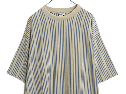 90s USA製 ストライプ 半袖 Tシャツ メンズ XL / 古着 オールド ヘビーウェイト コットン 大きいサイズ マルチカラー カットソー ゆったり