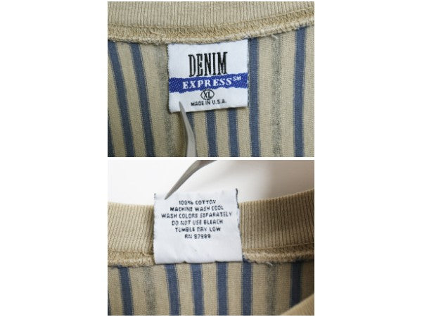 90s USA製 ストライプ 半袖 Tシャツ メンズ XL / 古着 オールド ヘビーウェイト コットン 大きいサイズ マルチカラー カットソー ゆったり