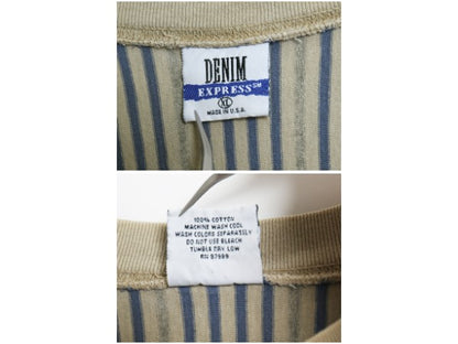 90s USA製 ストライプ 半袖 Tシャツ メンズ XL / 古着 オールド ヘビーウェイト コットン 大きいサイズ マルチカラー カットソー ゆったり