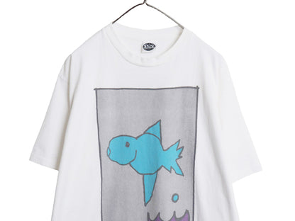 90s USA製 フィッシュ 両面 アート イラスト プリント Tシャツ メンズ XL 程/ 古着 オールド グラフィック 半袖Tシャツ シングルステッチ