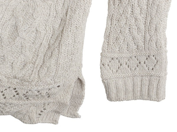 90s アイルランド製 INIS CRAFTS フルジップ フィッシャーマン ニット セーター ジャケット レディース M / オールド メリノ ウール ロング