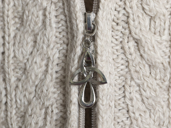 90s アイルランド製 INIS CRAFTS フルジップ フィッシャーマン ニット セーター ジャケット レディース M / オールド メリノ ウール ロング