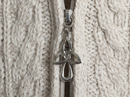 90s アイルランド製 INIS CRAFTS フルジップ フィッシャーマン ニット セーター ジャケット レディース M / オールド メリノ ウール ロング