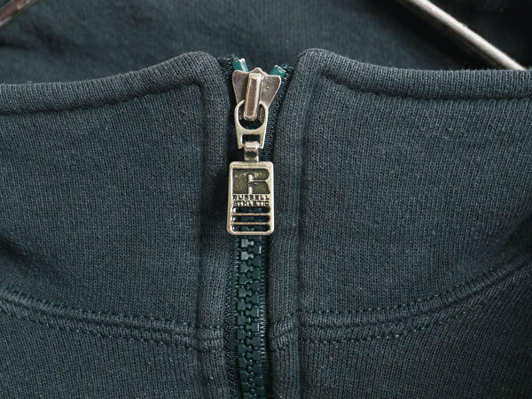 90s USA製 ラッセル ハーフジップ スウェット メンズ XXL / 古着 オールド トレーナー 無地 裏起毛 ワンポイント 大きいサイズ ブランク 緑
