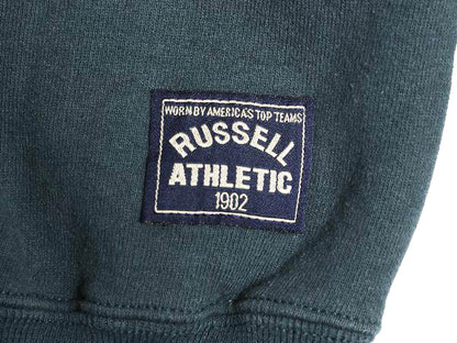 90s USA製 ラッセル ハーフジップ スウェット メンズ XXL / 古着 オールド トレーナー 無地 裏起毛 ワンポイント 大きいサイズ ブランク 緑