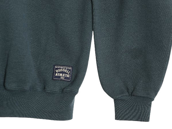 90s USA製 ラッセル ハーフジップ スウェット メンズ XXL / 古着 オールド トレーナー 無地 裏起毛 ワンポイント 大きいサイズ ブランク 緑