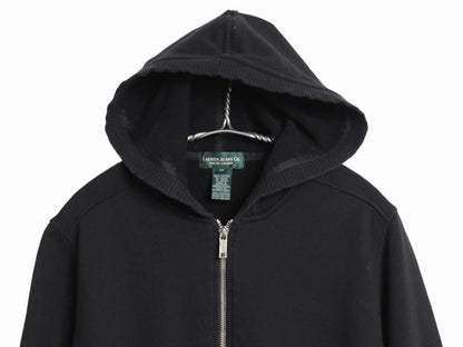 00s ラルフローレン フルジップ スウェット フード パーカー レディース M 古着 オールド ポロ トレーナー 裏起毛なし カットソー 無地 黒