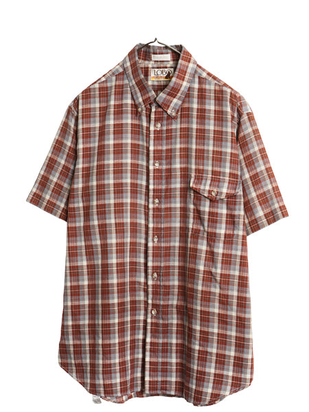 70s ロボ バイ ペンドルトン チェック 半袖 ボタンダウン シャツ メンズ XL 小さめ L 程 ヴィンテージ  半袖シャツ マルチカラー ゆったり