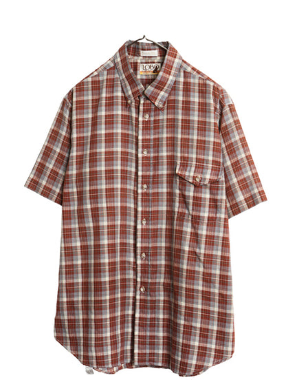 70s ロボ バイ ペンドルトン チェック 半袖 ボタンダウン シャツ メンズ XL 小さめ L 程 ヴィンテージ  半袖シャツ マルチカラー ゆったり