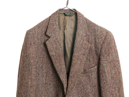 80s USA製 JCPENNY STAFFORD ハリスツイード テーラード ジャケット メンズ L 古着 ヴィンテージ ブレザー ウール ツイード ヘリンボーン