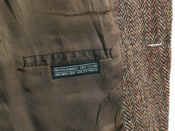 80s USA製 JCPENNY STAFFORD ハリスツイード テーラード ジャケット メンズ L 古着 ヴィンテージ ブレザー ウール ツイード ヘリンボーン