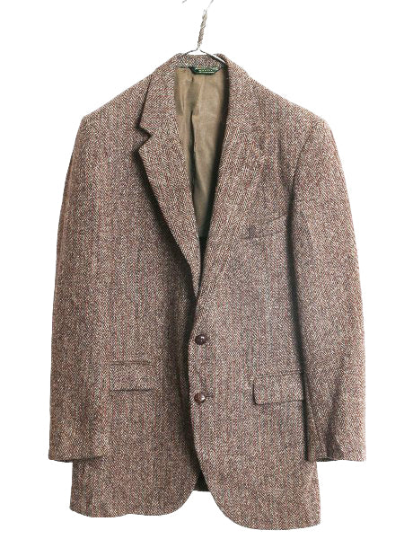 80s USA製 JCPENNY STAFFORD ハリスツイード テーラード ジャケット メンズ L 古着 ヴィンテージ ブレザー ウール ツイード ヘリンボーン