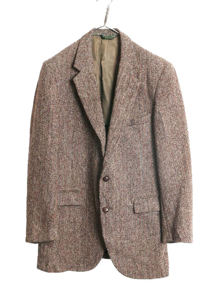 80s USA製 JCPENNY STAFFORD ハリスツイード テーラード ジャケット メンズ L 古着 ヴィンテージ ブレザー ウール ツイード ヘリンボーン