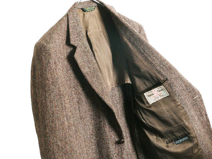 80s USA製 JCPENNY STAFFORD ハリスツイード テーラード ジャケット メンズ L 古着 ヴィンテージ ブレザー ウール ツイード ヘリンボーン