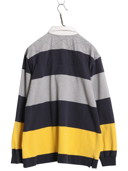 90s ポロスポーツ ラルフローレン ボーダー 長袖 ラガーシャツ メンズ L / 古着 ラグビー 長袖シャツ ポロシャツ カットソー トリコカラー