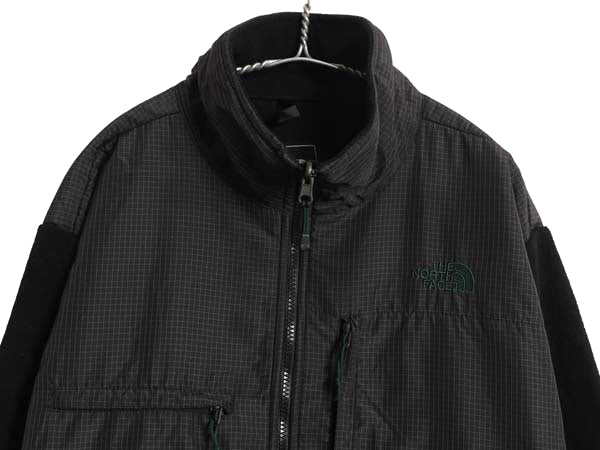 ノースフェイス デナリ ジャケット メンズ XXL / チェック フリース ナイロン ジャンパー ブルゾン ハイネック フルジップ 大きいサイズ 黒