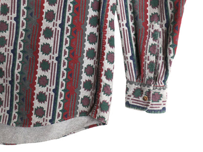 80s USA製 エルエルビーン ネイティブ 総柄 シャモア クロス 長袖 シャツ メンズ M ヴィンテージ ネルシャツ ヘビーウェイト マルチカラー