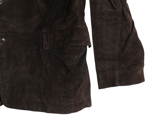 00s オールド ギャップ 本革 スウェード レザー テーラード ジャケット メンズ L 革ジャン ブレザー ライナー付き シンプル ゆったり 濃茶