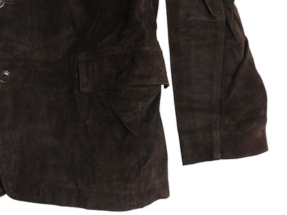 00s オールド ギャップ 本革 スウェード レザー テーラード ジャケット メンズ L 革ジャン ブレザー ライナー付き シンプル ゆったり 濃茶